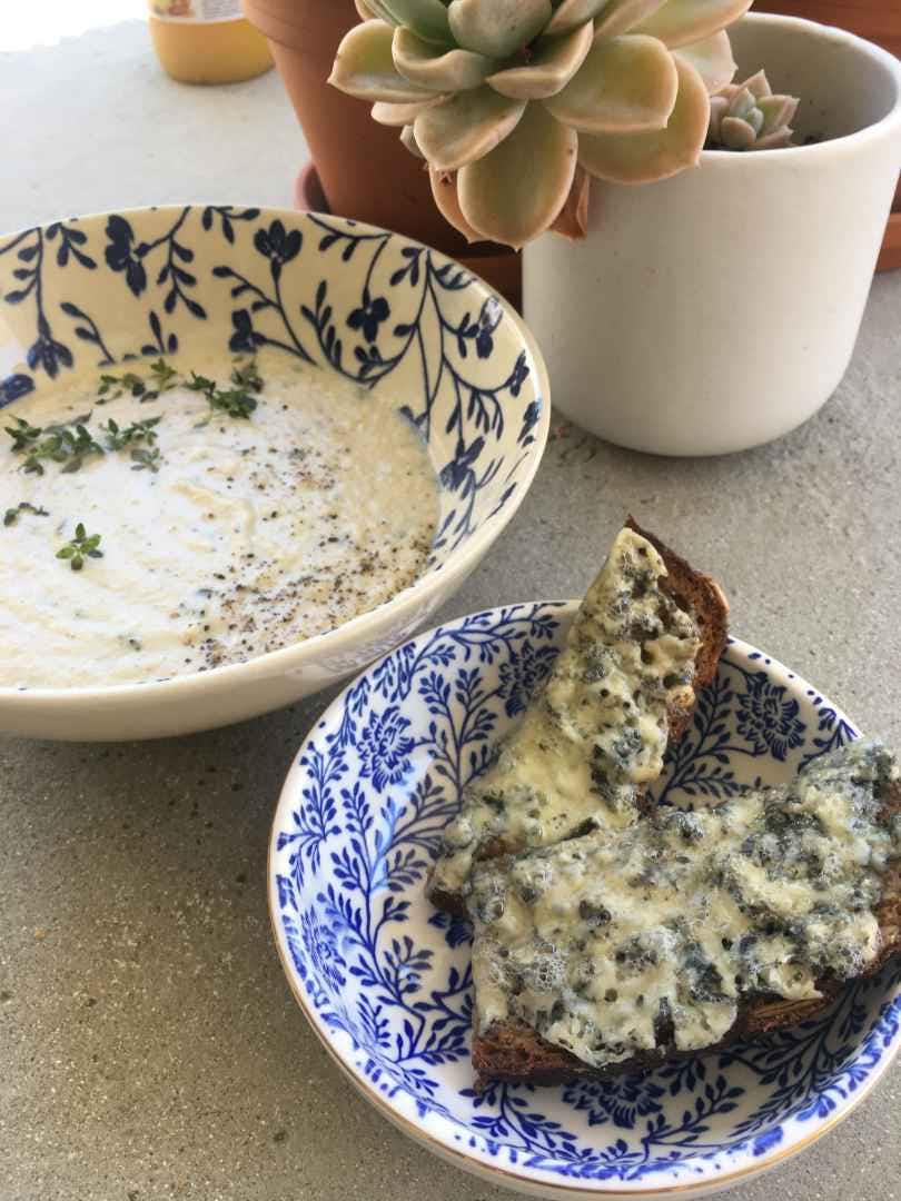 Cauliflower Soup with Blue Cheese Toastie